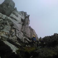 Gareth belaying Carolyn on "Tempest" at Holyhead Mountain (Dave Shotton)